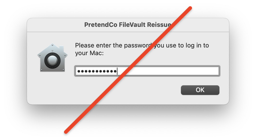 FileVault reissue password prompt